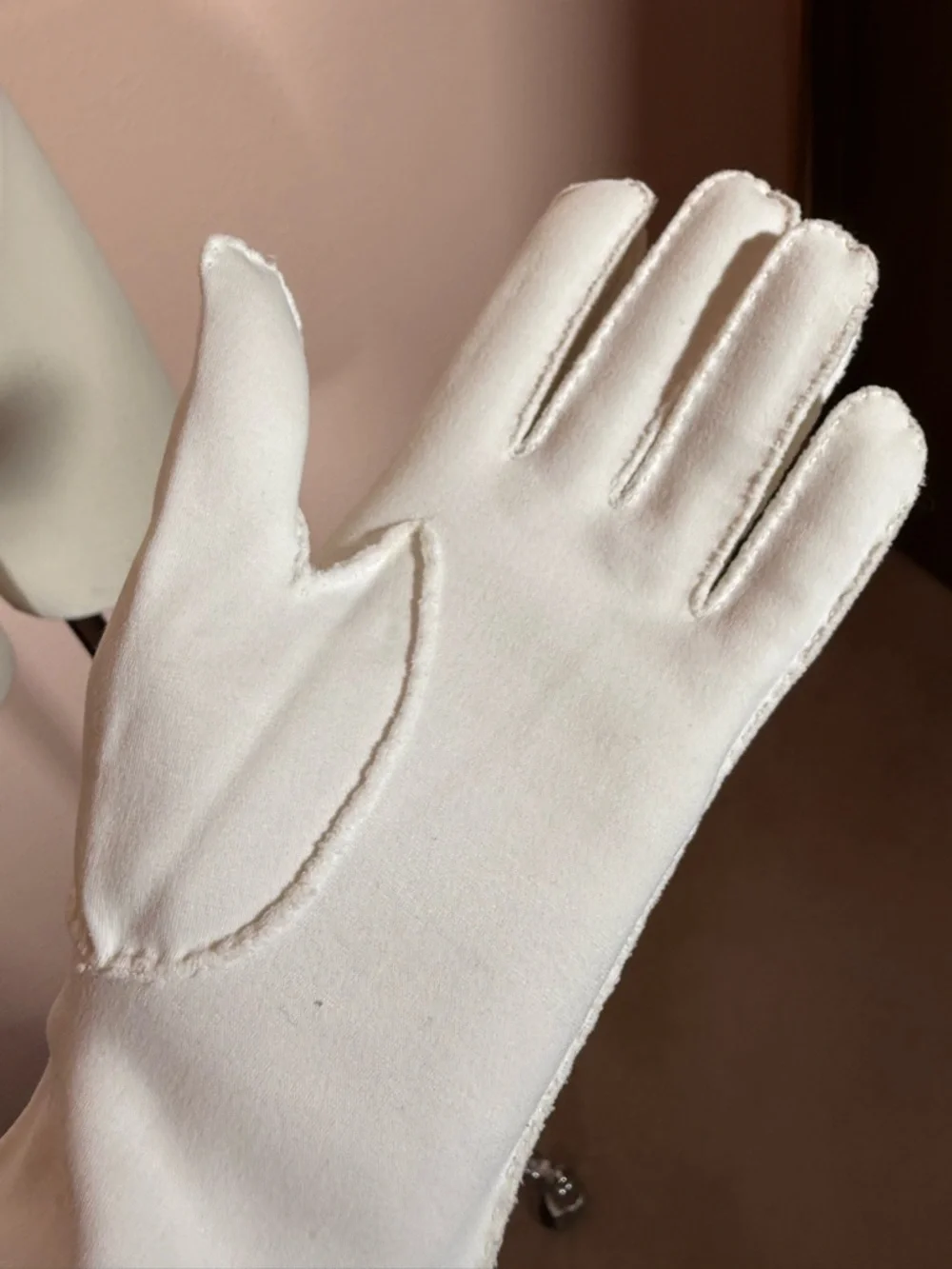 Vintage 1940’s Art deco top stitched white Opera Gloves wedding Large 8 Like new